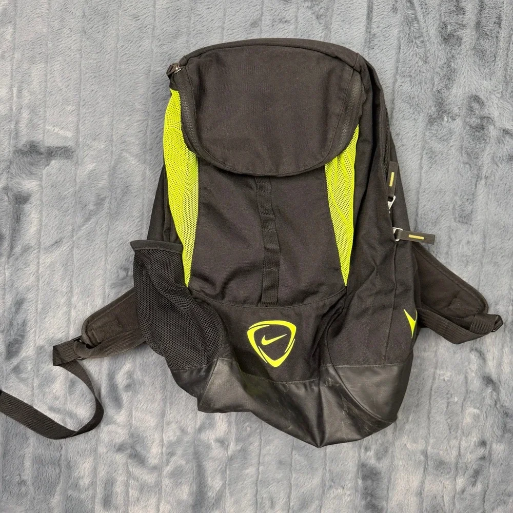 Nike Shield Athletic Backpack Black Neon Volt Yellow Sport Bag 9232